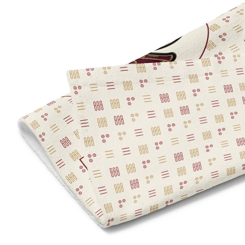 Mahjong hand towel with bamboo tile pattern and Pung Club emblem