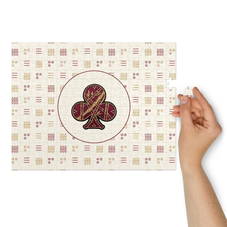 Mahjong jigsaw puzzle with bamboo tile pattern