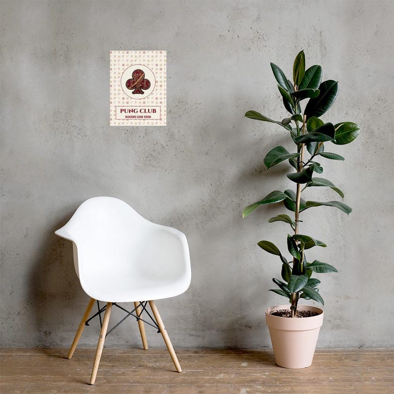Mahjong game room poster with bamboo tile pattern