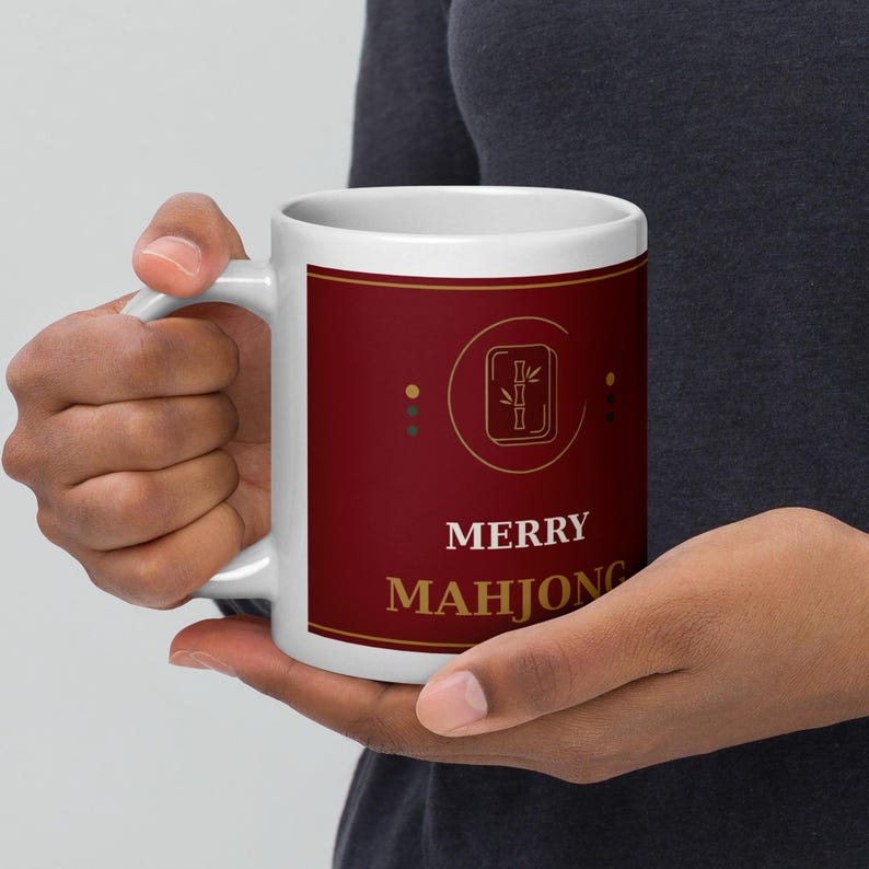 Mahjong Christmas Mug | Merry Mahjong Ceramic Coffee Mug | Holiday Gift | Pung Club
