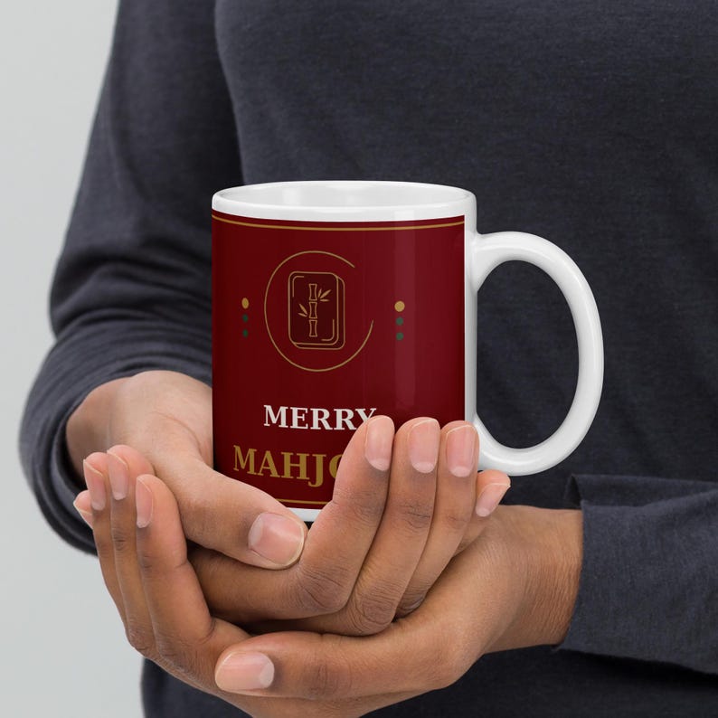 Mahjong Christmas Mug | Merry Mahjong Ceramic Coffee Mug | Holiday Gift | Pung Club