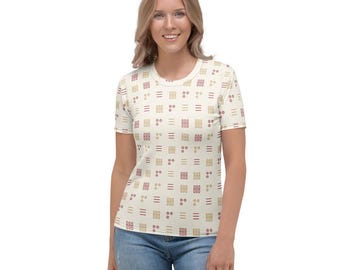 Chemise pour femme à imprimé Mahjong intégral, motif tuile de bambou