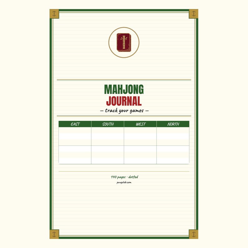Cuaderno de espiral para mahjong con cubierta de bambú y páginas punteadas. imagen 3