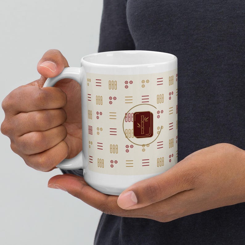 Mahjong Mug | Bamboo Tile Pattern Ceramic Coffee Mug | Pung Club