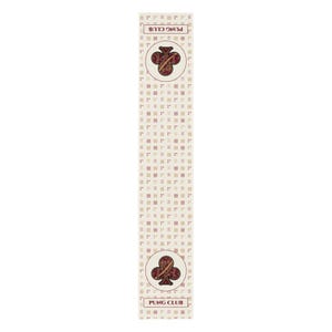 Mahjong table runner with bamboo tile pattern and Pung Club emblem