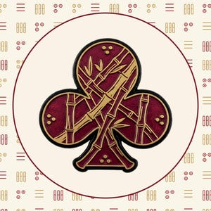 Mahjong hand towel with bamboo tile pattern and Pung Club emblem