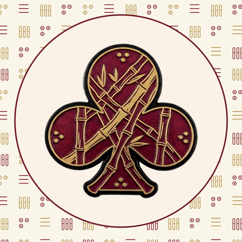 Mahjong hand towel with bamboo tile pattern and Pung Club emblem