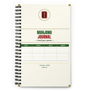 Cuaderno de espiral para mahjong con cubierta de bambú y páginas punteadas. imagen 1