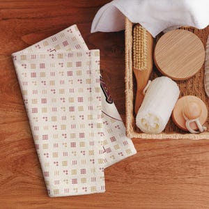 Mahjong hand towel with bamboo tile pattern and Pung Club emblem