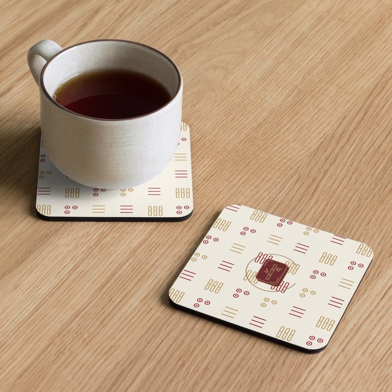 Mahjong Coaster | Cork Drink Coaster Bamboo Tile Pattern | Pung Club