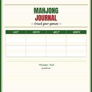 Mahjong hardcover journal with bamboo tile cover
