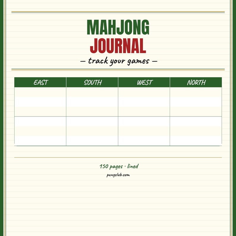 Mahjong hardcover journal with bamboo tile cover