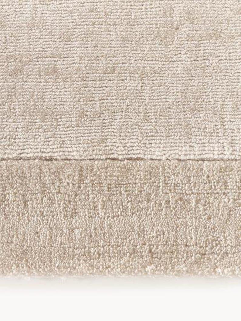 Hand Tufted Beige Wool Rug, Modern Border Design, Custom Size by ...