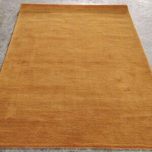 Mustard Gold Hand Tufted Wool Rug, Minimalist Modern Floor Decor, Custom Size by Floralloomera