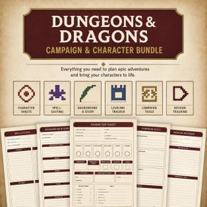 Paquete de planificador de campaña y hoja de personaje de DnD / Reglas de Dungeons and Dragons 5e 2024 / Herramientas para DM imprimibles / Descarga instantánea en PDF