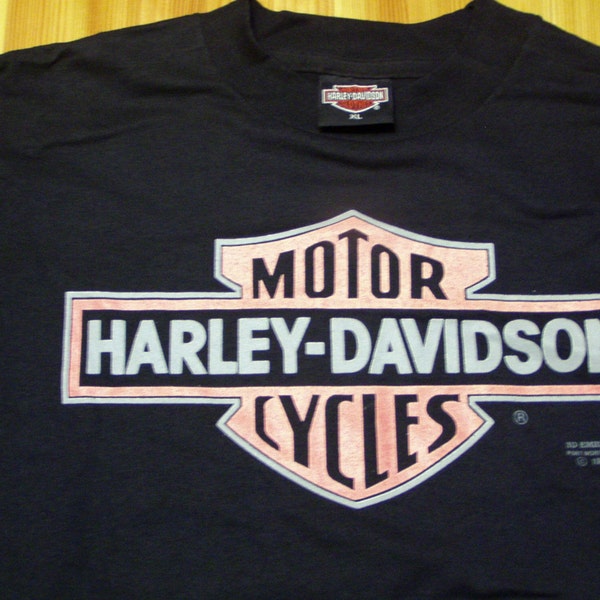 Harley Davidson Tshirt 1990 Original Vintage Deadstock t shirt - Pink Logo tee HD screaming eagle William Harley Knucklehead Indian Buell