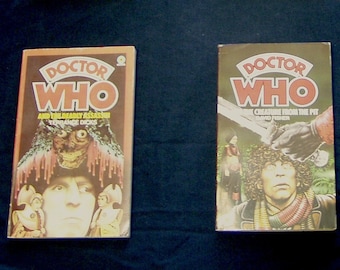 Dr Who And The Deadly Assassin + And The Creature From The Pit Paperback book Target science Fiction sci fi Terrance Dicks David Fisher Tom