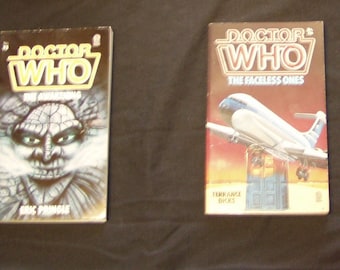 Dr Who The Faceless Ones + The Awakening Paperback book Target science Fiction sci fi Terrance Dicks Eric Pringle dalek cyberman jamie tegan