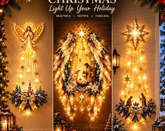 Lighted Nativity Wall Decor, Bethlehem Star, LED Christmas Display