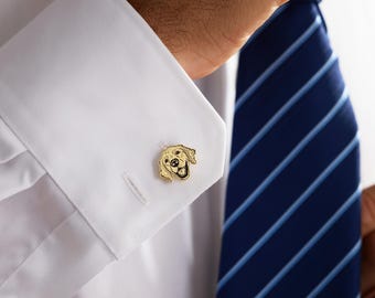 Personalized Pet Portrait Cufflinks, Engraved Dog Cat Memorial Gift (Stainless Steel)