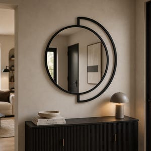Statement Round Wall Mirror, Metal Frame