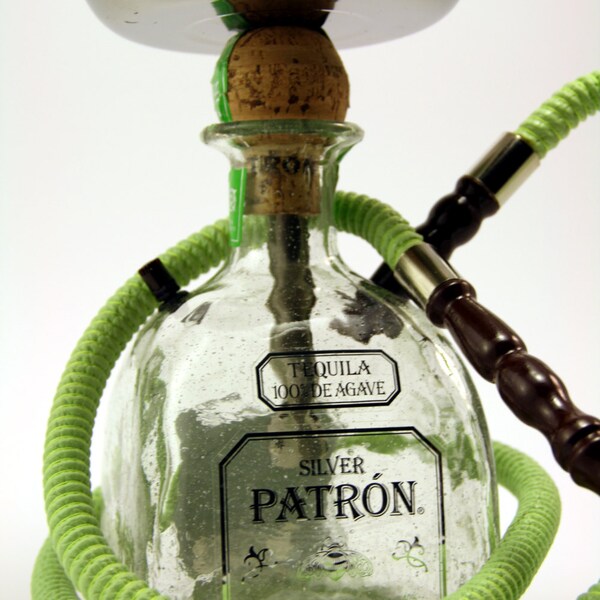 Green Patron Reposado 750ml Bottle Shisha Hookah With Matching  Hose, Tray, and Bowl