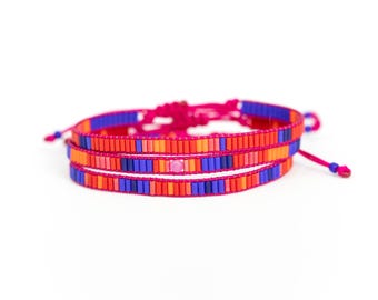 Loom Beaded Bracelet Set, Colorful Boho Layer Bracelets