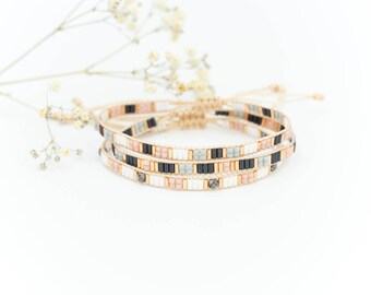 Pastel Beaded Bracelet Set, Boho Layer Bracelets