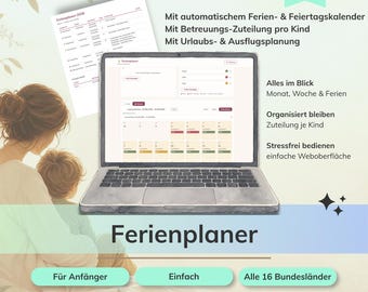 Holiday planner, school holiday calendar also for separated parents & shared custody arrangements | Plan childcare, PDF print template, digital download