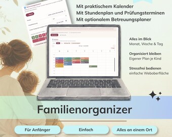 Digital Family Organizer | Calendar, Timetable & Custody Planner | Editable HTML Tool for PC, Mac