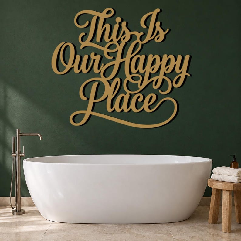 Our Happy Place Sign, Metal Wall Decor, Family Quote Decor, Happy ...
