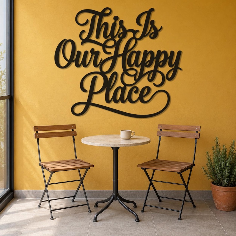 Our Happy Place Sign, Metal Wall Decor, Family Quote Decor, Happy ...