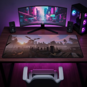 Rust Mouse Pad, Survival Gaming Desk Mat, Post Apocalyptic Mousepad, Base Building Gamer Setup, Open World PC Desk Decor
