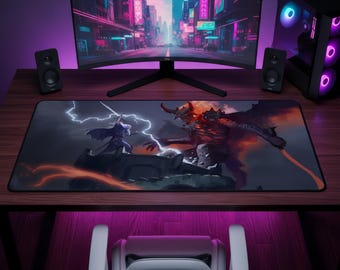 Dark Souls Mouse Pad, Boss Battle Gaming Desk Mat, Dark Fantasy Mousepad, RPG Gamer Desk Setup, Medieval Fantasy Desk Decor