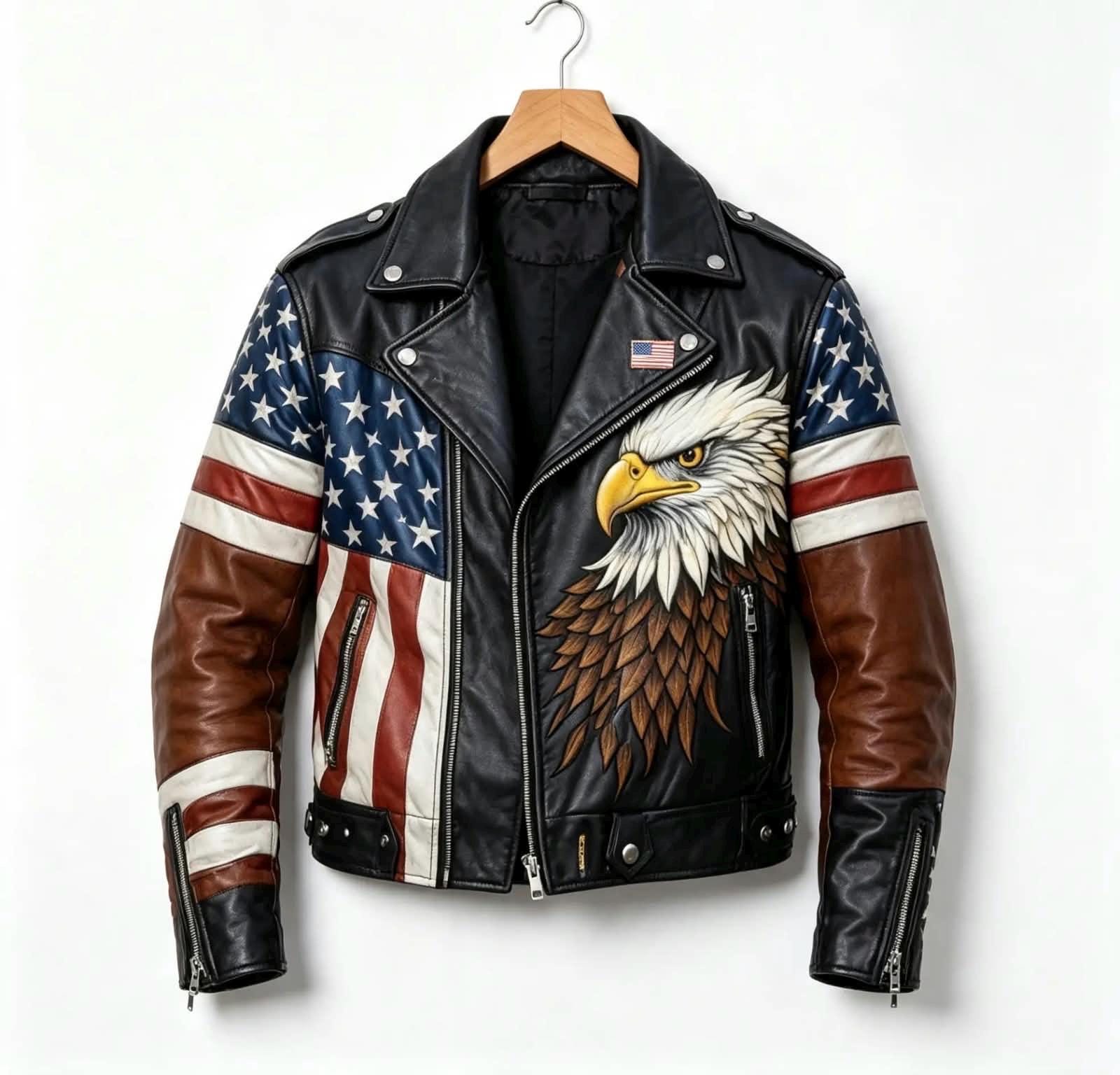 American Eagle Leather Jacket - Etsy