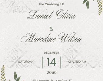 Wedding Invitation Suite Template, Editable Boho Wedding Stationery, Invitation Program Menu Seating Chart Welcome Sign Bundle