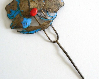 清朝時代のアンティーク天翠（點翠）ヘアピン - 特大 - Etsy 日本