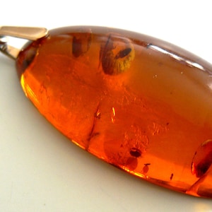 Vintage Estate Beautiful Amber Pendant Natural Antique Bronze Jewelry Gift Gifts