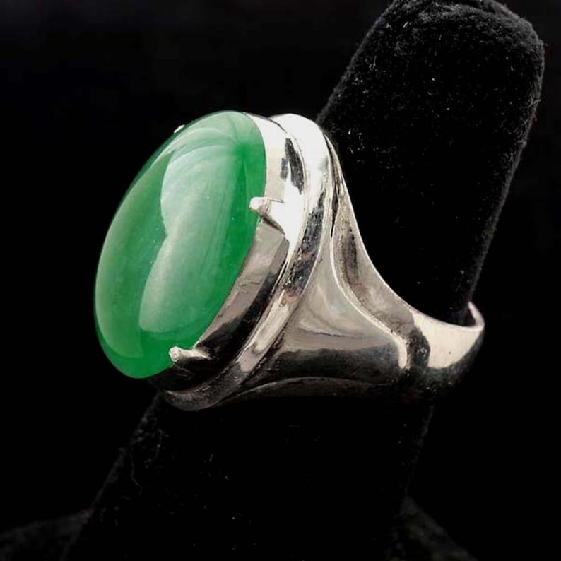 Mason Kay CERTIFIED Silver Cabochon Jadeite Jade Ring Vintage Etsy