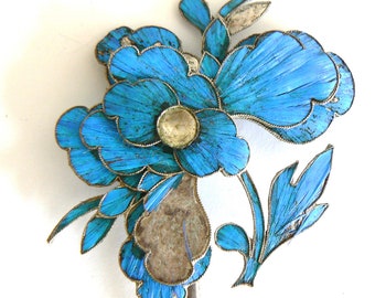 清朝時代のアンティーク天翠（點翠）ヘアピン - 特大 - Etsy 日本