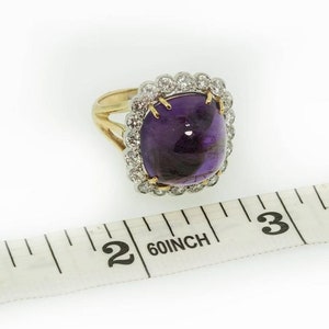 AGL Certificate Sugarloaf Amethyst Diamond 18K Gold Ring Vintage ...