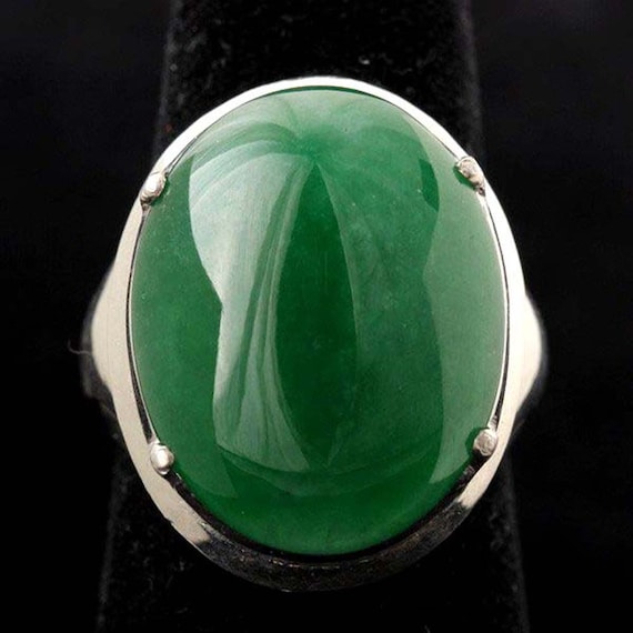 Mason Kay CERTIFIED Silver Cabochon Jadeite Jade … - image 1