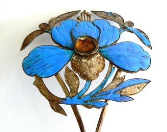 清朝時代のアンティーク天翠（點翠）ヘアピン - 特大 - Etsy 日本