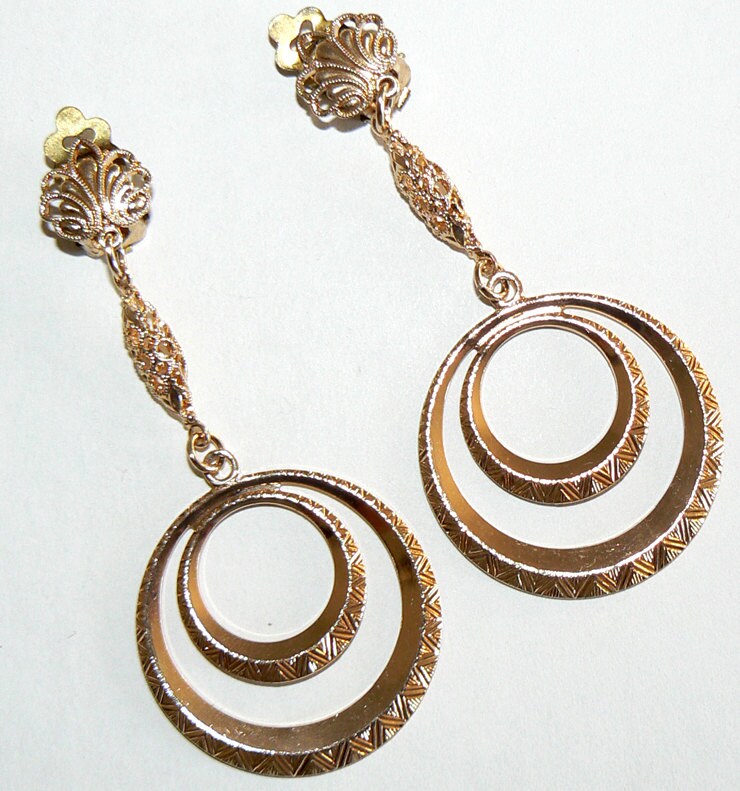 Filigree Vintage Earring From West Germany Light Weight Never Worn Silver Tone
