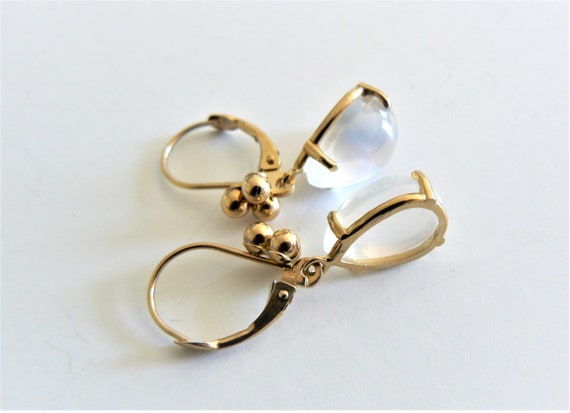 Beautiful Vintage Moonstone Earring 14K Yellow Go… - image 3