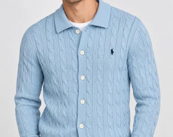 Polo Ralph Lauren Unisex sweter z zapięciem na guziki, luźny kardigan z długim rękawem