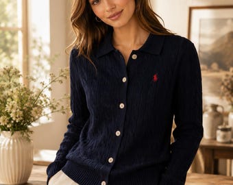 Polo Ralph Lauren Unisex Button-Up Cable Knit Sweater, casual Long Sleeve Cardigan