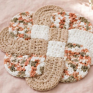 Crochet Dish Mat Pattern PDF | Striped Pot Holder Trivet | Beginner