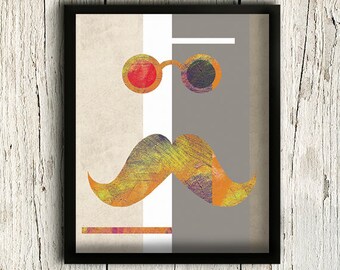 Mens Gift, Moustache Print Art, Minimalist Art, Modern Decor, Gifts for Him, Gifts for Dad
