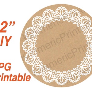 2" KRAFT imprimable & dentelle ~ Téléchargement instantané ~ étiquettes de mise en conserve, rustique, étiquettes, pots Mason, couvercles, bricolage, phoques, Scrapbooking, des faveurs de mariage